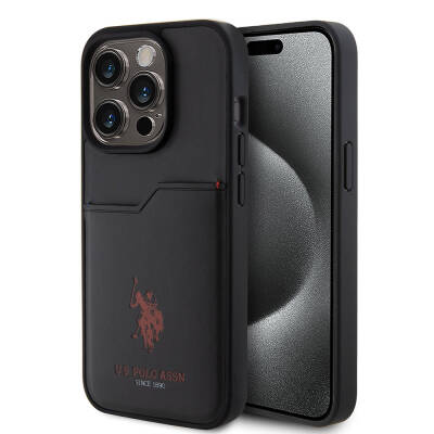 Apple iPhone 15 Pro Case U.S. Polo Assn. Original Licensed Printing Logo PU Card Holder Cover - 1