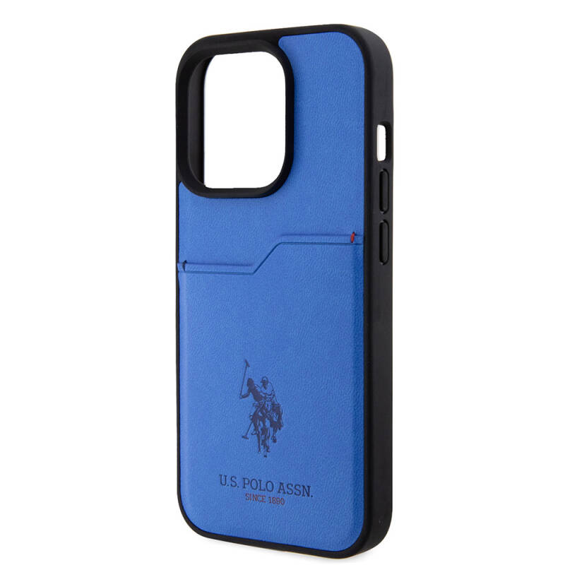 Apple iPhone 15 Pro Case U.S. Polo Assn. Original Licensed Printing Logo PU Card Holder Cover - 15