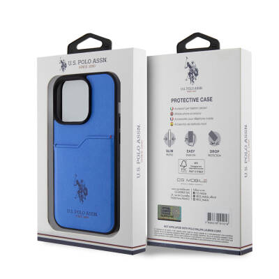 Apple iPhone 15 Pro Case U.S. Polo Assn. Original Licensed Printing Logo PU Card Holder Cover - 17