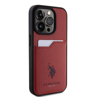 Apple iPhone 15 Pro Case U.S. Polo Assn. Original Licensed Printing Logo PU Card Holder Cover - 29