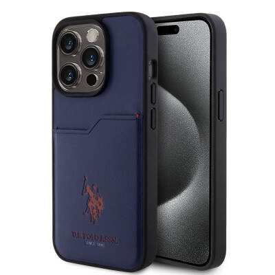 Apple iPhone 15 Pro Case U.S. Polo Assn. Original Licensed Printing Logo PU Card Holder Cover - 18