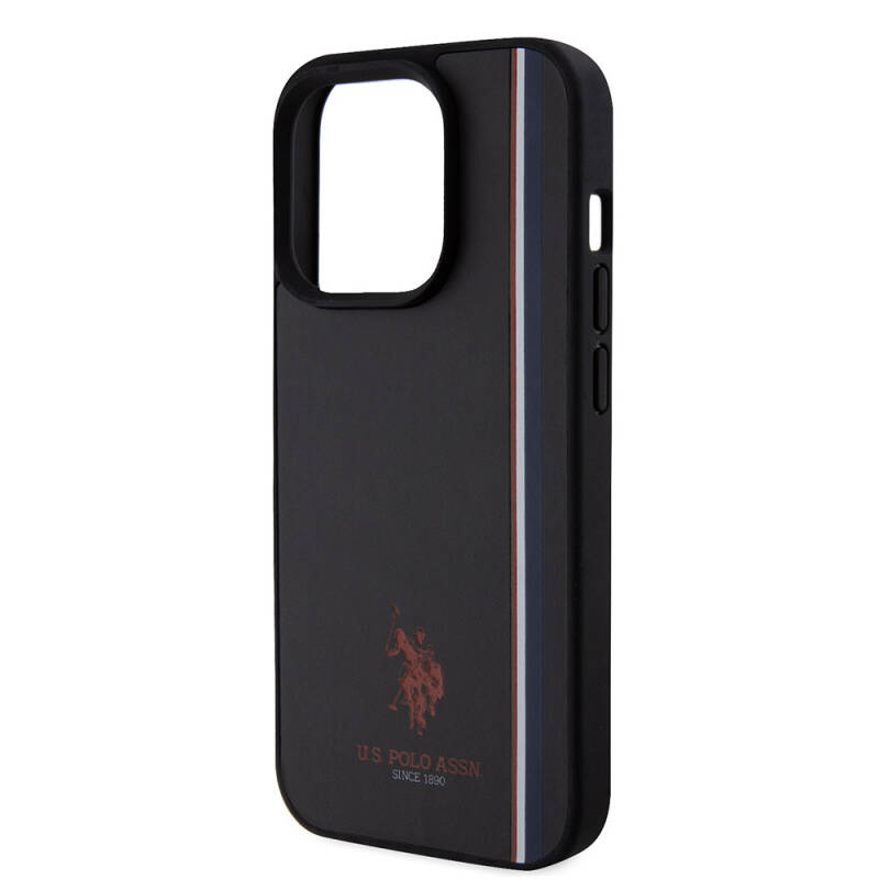 Apple iPhone 15 Pro Case U.S. Polo Assn. Original Licensed Three Color Stripe Design Print Logo Cover - 15