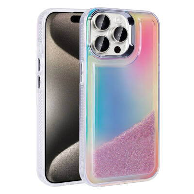 Apple iPhone 15 Pro Case with Airbag Colored Back Surface Bead Design Zore Kumul Cover - 11