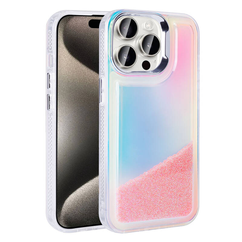 Apple iPhone 15 Pro Case with Airbag Colored Back Surface Bead Design Zore Kumul Cover - 9