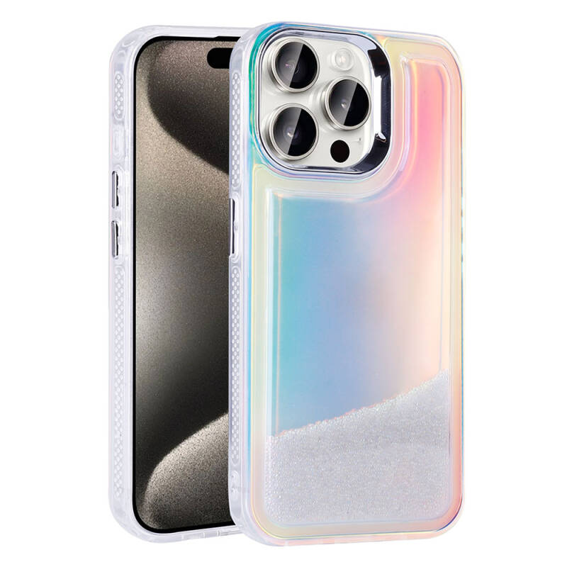 Apple iPhone 15 Pro Case with Airbag Colored Back Surface Bead Design Zore Kumul Cover - 10