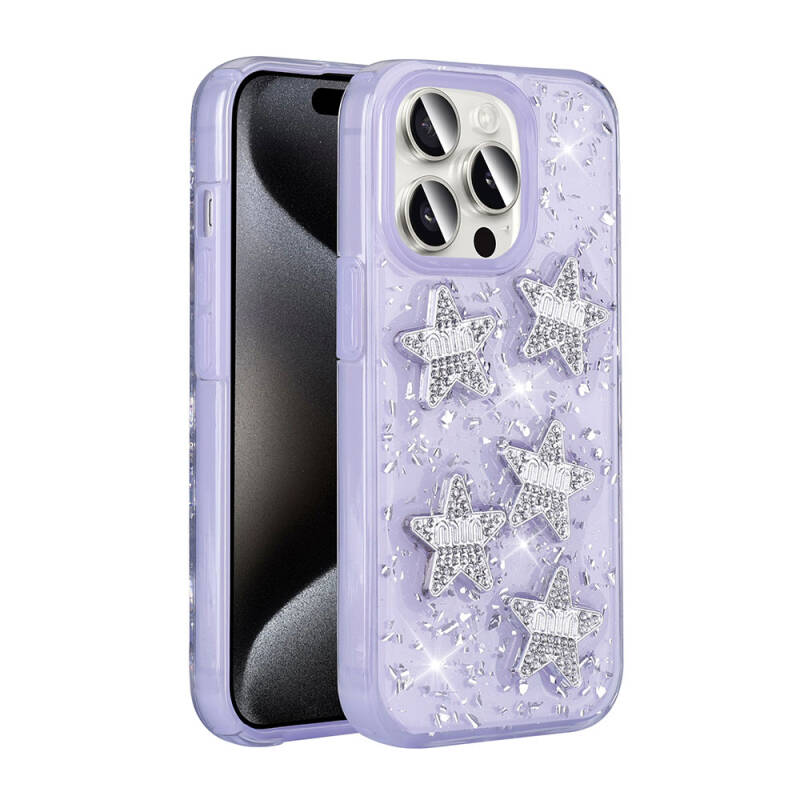 Apple iPhone 15 Pro Case with Airbag Glitter Back Surface Zore Shimmer Silicone Cover - 12