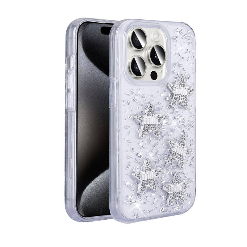 Apple iPhone 15 Pro Case with Airbag Glitter Back Surface Zore Shimmer Silicone Cover - 13