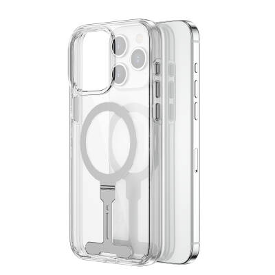 Apple iPhone 15 Pro Case Wiwu FYY-014 Magsafe Charging Featured Aluminum Alloy Metal Stand Transparent Cover - 7