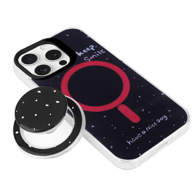 Apple iPhone 15 Pro Case Zore Tiktok Cover with Magsafe Charging Feature and Plug-in Pop Socket - 3