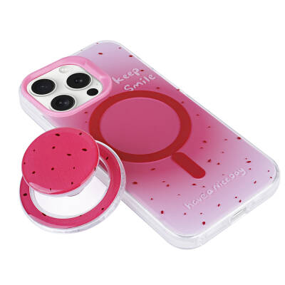 Apple iPhone 15 Pro Case Zore Tiktok Cover with Magsafe Charging Feature and Plug-in Pop Socket - 5