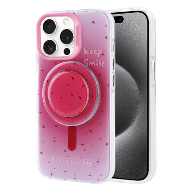 Apple iPhone 15 Pro Case Zore Tiktok Cover with Magsafe Charging Feature and Plug-in Pop Socket - 10