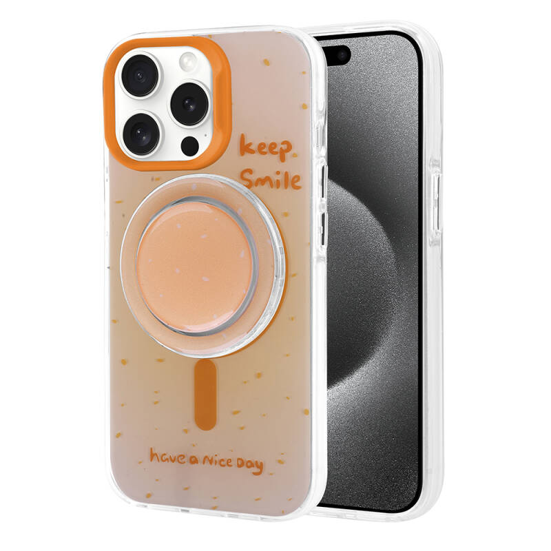 Apple iPhone 15 Pro Case Zore Tiktok Cover with Magsafe Charging Feature and Plug-in Pop Socket - 12