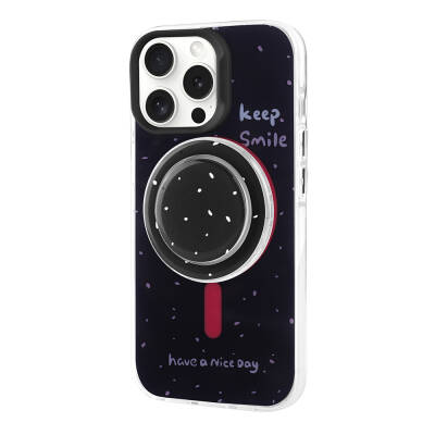 Apple iPhone 15 Pro Case Zore Tiktok Cover with Magsafe Charging Feature and Plug-in Pop Socket - 15