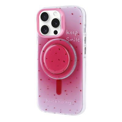 Apple iPhone 15 Pro Case Zore Tiktok Cover with Magsafe Charging Feature and Plug-in Pop Socket - 17