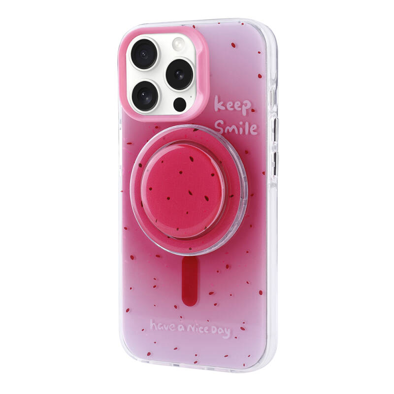 Apple iPhone 15 Pro Case Zore Tiktok Cover with Magsafe Charging Feature and Plug-in Pop Socket - 17