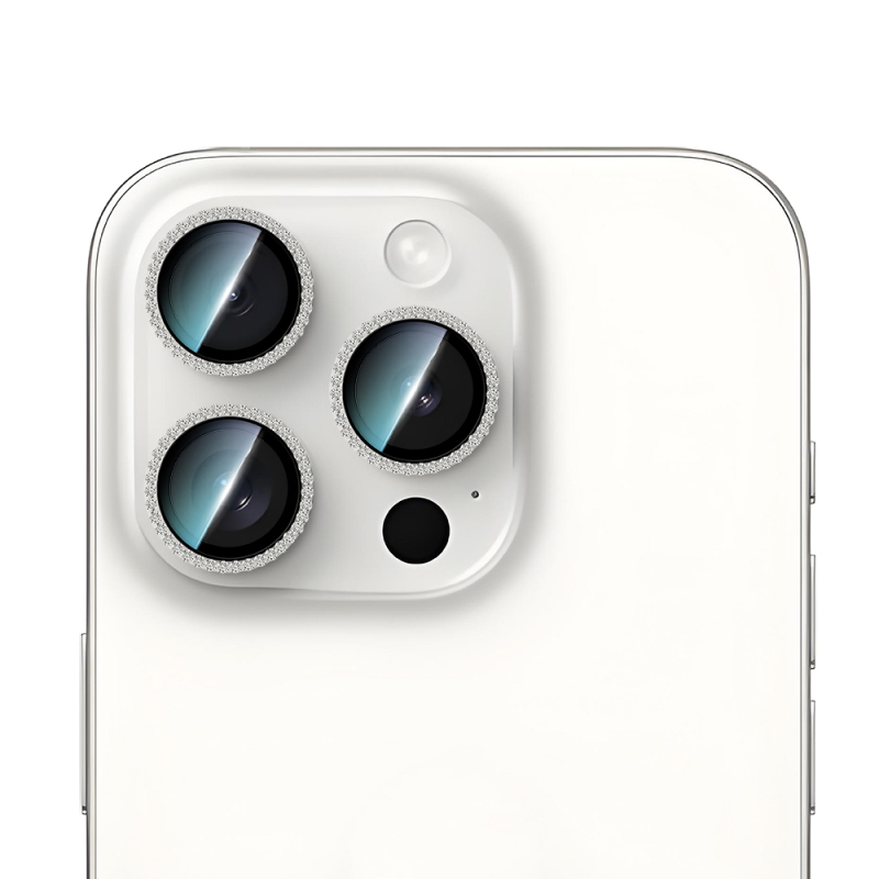 Apple iPhone 15 Pro CaseWorld Alloy Sparkling Diamond Series Stone Lens Protector - 1