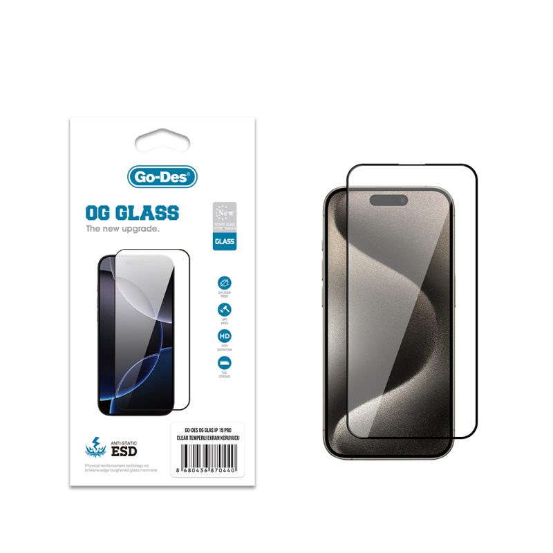 Apple iPhone 15 Pro Go Des OG Glass Antistatic Tempered Glass Screen Protector - 1