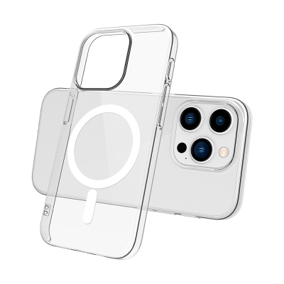 Apple iPhone 15 Pro Kamera Korumalı M-Safe Şarj Özellikli Şeffaf Zore London Sert PC Kapak - 4