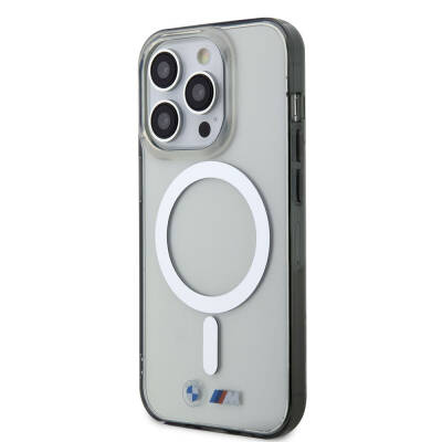 Apple iPhone 15 Pro Kılıf BMW Magsafe Şarj Özellikli Transparan Silver Ring Orjinal Lisanslı Kapak - 2