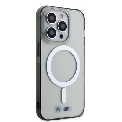 Apple iPhone 15 Pro Kılıf BMW Magsafe Şarj Özellikli Transparan Silver Ring Orjinal Lisanslı Kapak - 8