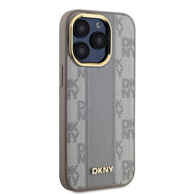 Apple iPhone 15 Pro Kılıf DKNY Orjinal Lisanslı Magsafe Şarj Özellikli 3D Yazılı Checkered Pattern Kapak - 4