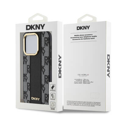 Apple iPhone 15 Pro Kılıf DKNY Orjinal Lisanslı Magsafe Şarj Özellikli 3D Yazılı Checkered Pattern Kapak - 9