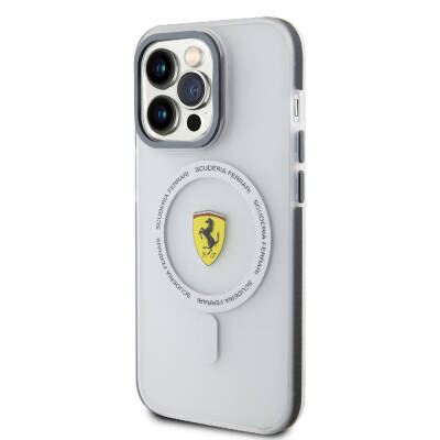 Apple iPhone 15 Pro Kılıf Ferrari Orjinal Lisanslı Magsafe Şarj Özellikli Kontrast Bumper SF Ring Kapak - 2