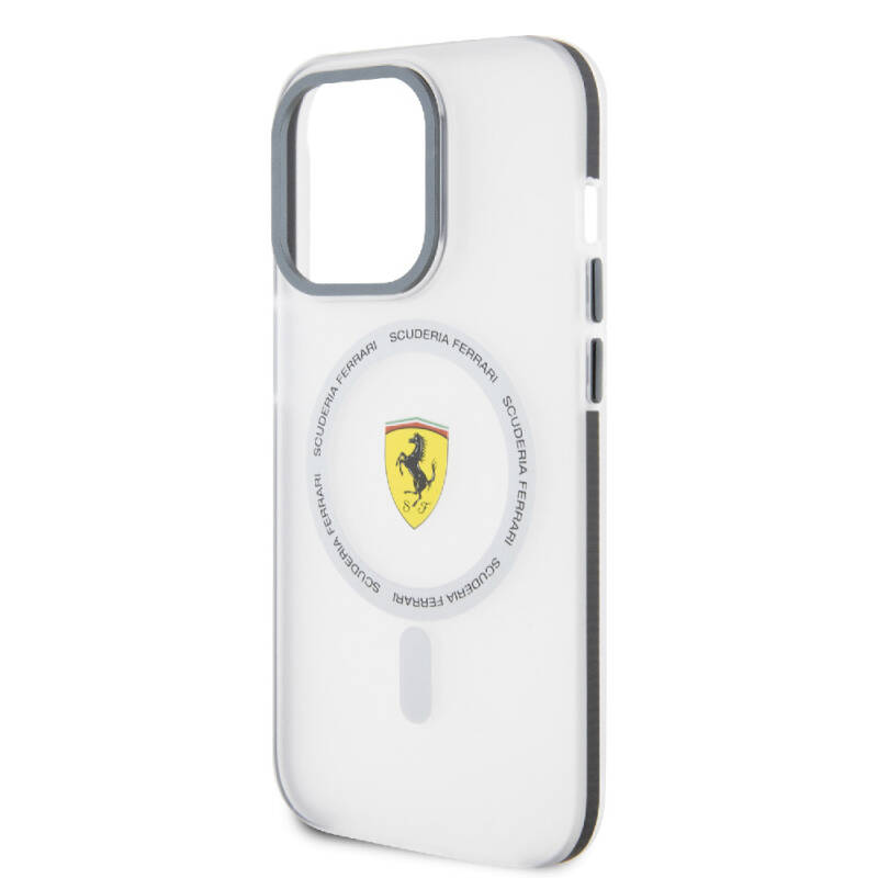 Apple iPhone 15 Pro Kılıf Ferrari Orjinal Lisanslı Magsafe Şarj Özellikli Kontrast Bumper SF Ring Kapak - 6