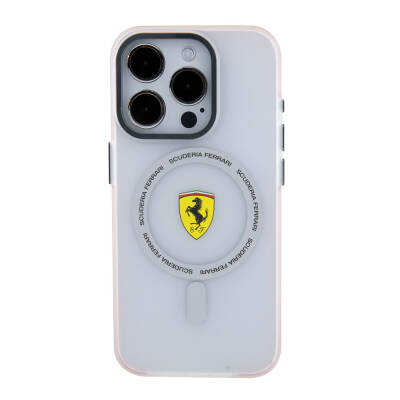 Apple iPhone 15 Pro Kılıf Ferrari Orjinal Lisanslı Magsafe Şarj Özellikli Kontrast Bumper SF Ring Kapak - 12