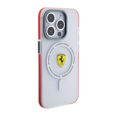 Apple iPhone 15 Pro Kılıf Ferrari Orjinal Lisanslı Magsafe Şarj Özellikli Kontrast Bumper SF Ring Kapak - 13