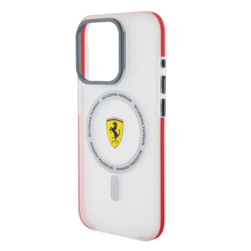Apple iPhone 15 Pro Kılıf Ferrari Orjinal Lisanslı Magsafe Şarj Özellikli Kontrast Bumper SF Ring Kapak - 14