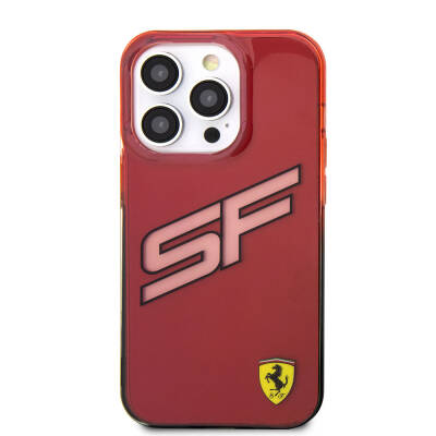 Apple iPhone 15 Pro Kılıf Ferrari Orjinal Lisanslı Transparan SF Yazılı Kenarları Renk Geçişli Kapak - 12