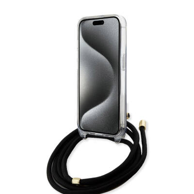 Apple iPhone 15 Pro Kılıf Guess Orjinal Lisanslı Çapraz Kordon 4G Desenli Kapak - 3