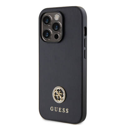 Apple iPhone 15 Pro Kılıf Guess Orjinal Lisanslı Deri 4G Metal Logo Strass Kapak - 3