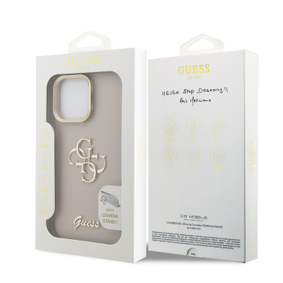 Apple iPhone 15 Pro Kılıf Guess Orjinal Lisanslı Grained Yazı Logolu Kamera Standlı Kapak - 25