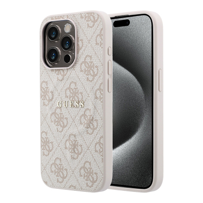 Apple iPhone 15 Pro Kılıf Guess Orjinal Lisanslı M-safe Kabartmalı 4G Desenli Yazı Logolu Kapak - 1
