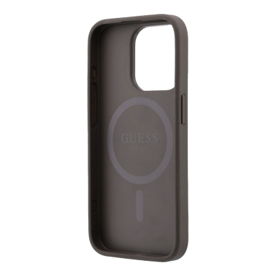 Apple iPhone 15 Pro Kılıf Guess Orjinal Lisanslı M-safe Kabartmalı 4G Desenli Yazı Logolu Kapak - 14