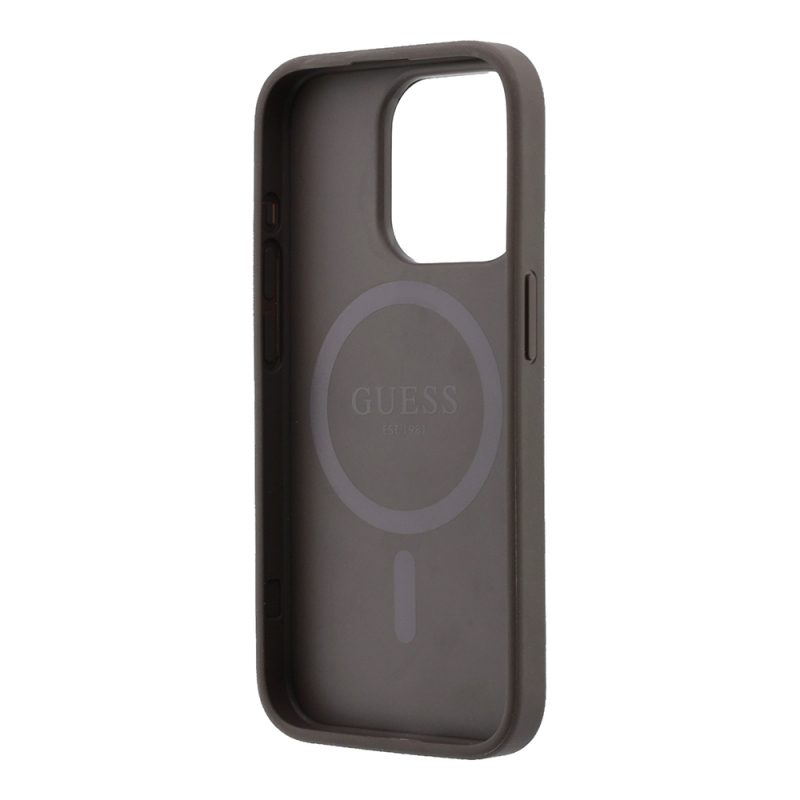 Apple iPhone 15 Pro Kılıf Guess Orjinal Lisanslı M-safe Kabartmalı 4G Desenli Yazı Logolu Kapak - 14
