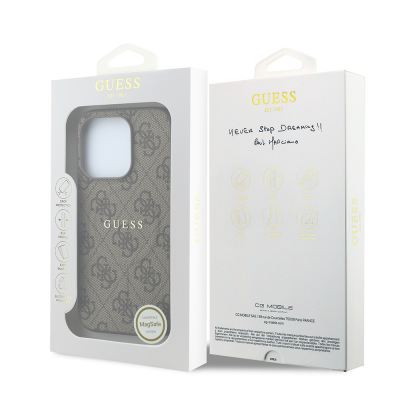 Apple iPhone 15 Pro Kılıf Guess Orjinal Lisanslı M-safe Kabartmalı 4G Desenli Yazı Logolu Kapak - 16