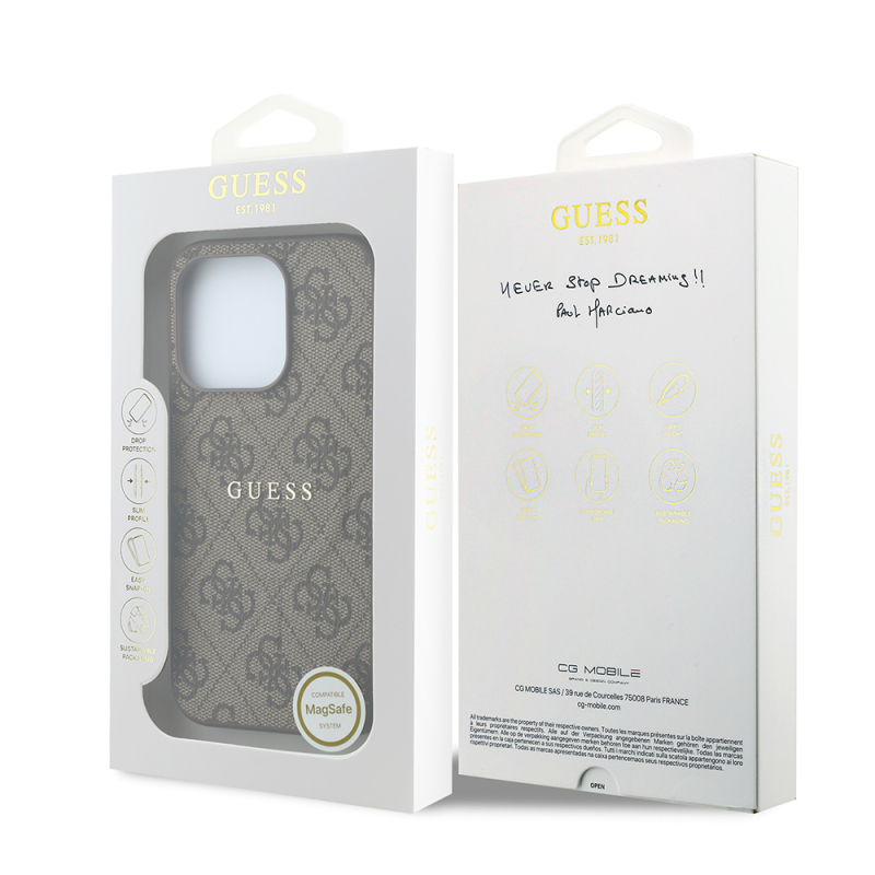 Apple iPhone 15 Pro Kılıf Guess Orjinal Lisanslı M-safe Kabartmalı 4G Desenli Yazı Logolu Kapak - 16