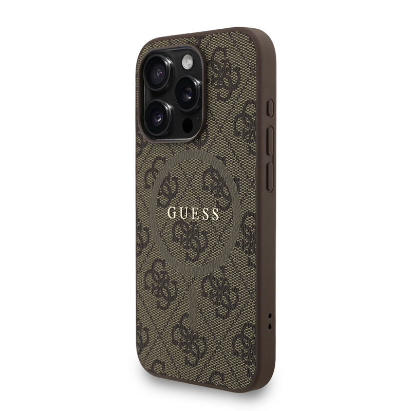 Apple iPhone 15 Pro Kılıf Guess Orjinal Lisanslı M-safe Şarj Özellikli PU Deri Bilek Askı İpli Yazı Logolu Kapak - 4