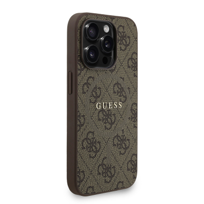 Apple iPhone 15 Pro Kılıf Guess Orjinal Lisanslı M-safe Şarj Özellikli PU Deri Bilek Askı İpli Yazı Logolu Kapak - 5