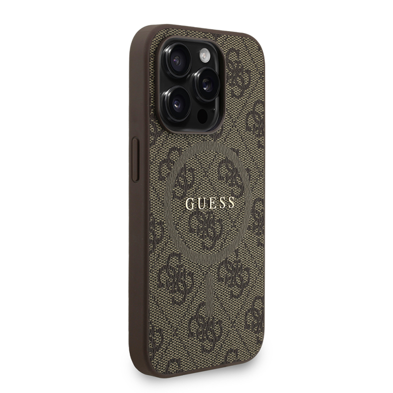 Apple iPhone 15 Pro Kılıf Guess Orjinal Lisanslı M-safe Şarj Özellikli PU Deri Bilek Askı İpli Yazı Logolu Kapak - 5
