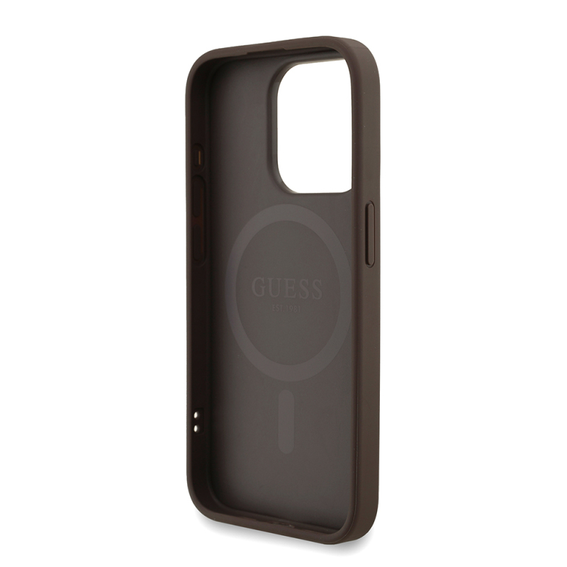 Apple iPhone 15 Pro Kılıf Guess Orjinal Lisanslı M-safe Şarj Özellikli PU Deri Bilek Askı İpli Yazı Logolu Kapak - 8