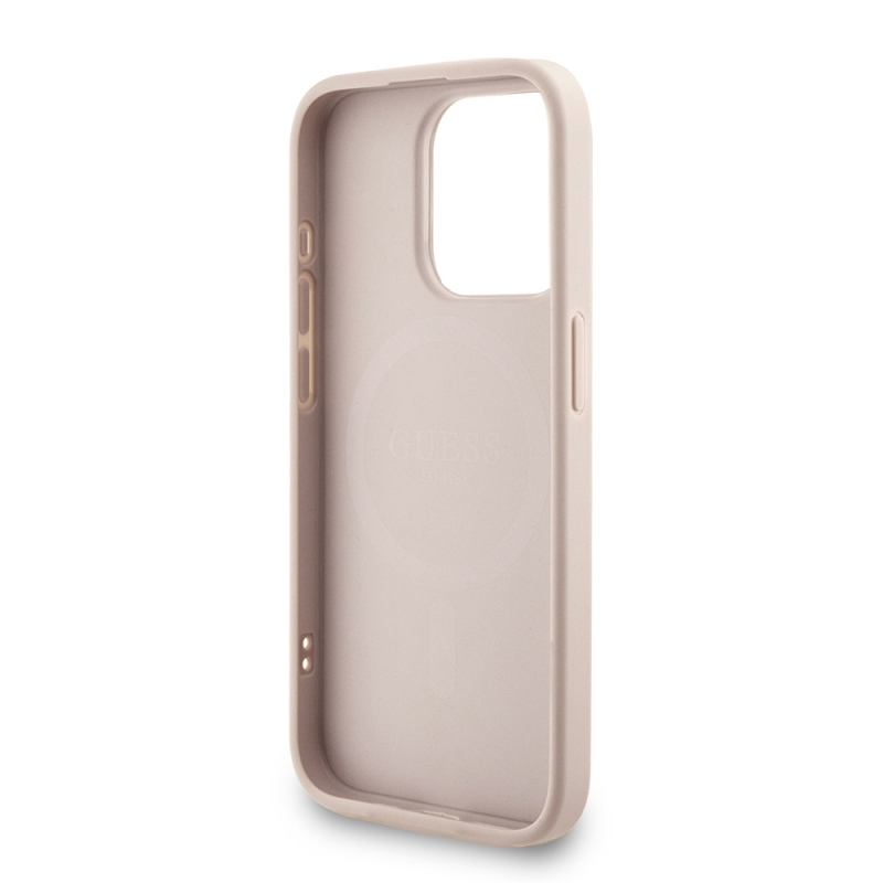 Apple iPhone 15 Pro Kılıf Guess Orjinal Lisanslı M-safe Şarj Özellikli PU Deri Bilek Askı İpli Yazı Logolu Kapak - 16