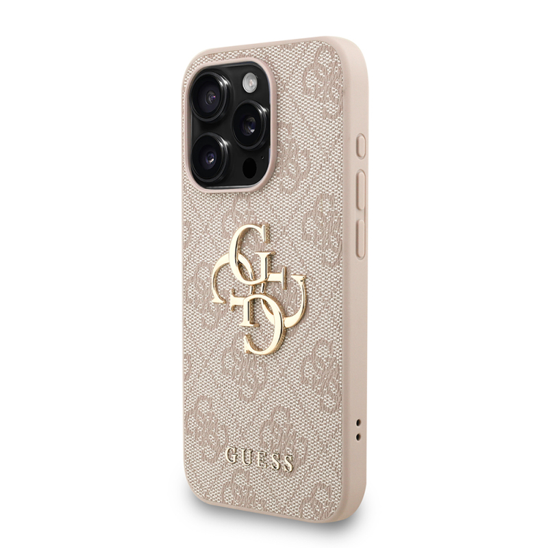 Apple iPhone 15 Pro Kılıf Guess Orjinal Lisanslı PU Deri Bilek Askı İpli Metal Büyük 4G ve Yazı Logolu Kapak - 6