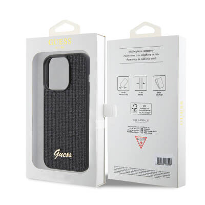 Apple iPhone 15 Pro Kılıf Guess Orjinal Lisanslı Yazı Logolu Disco Script Metal Kapak - 7