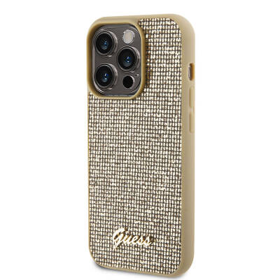 Apple iPhone 15 Pro Kılıf Guess Orjinal Lisanslı Yazı Logolu Disco Script Metal Kapak - 10