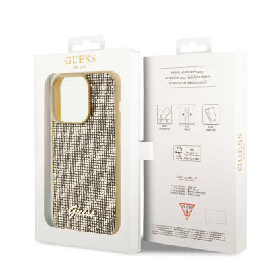 Apple iPhone 15 Pro Kılıf Guess Orjinal Lisanslı Yazı Logolu Disco Script Metal Kapak - 15