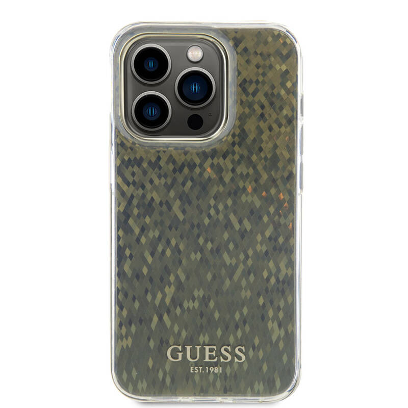 Apple iPhone 15 Pro Kılıf Guess Orjinal Lisanslı Yazı Logolu Mirror Disco Kapak - 3